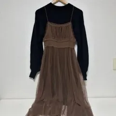 snidel ブラウン キャミワンピース 長袖付き