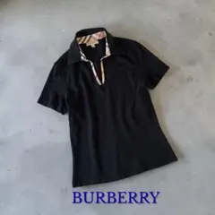 美品BURBERRYレディース半袖ポロシャツカットソーインポートバーバリー