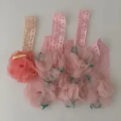 未使用★子供用キッズフラワーヘアバンド6個セット/ピンク系
