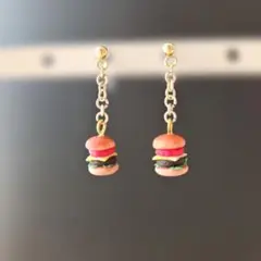 ハンバーガー型ぶら下がりノンホールピアス