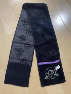 ANNA SUI ポケット付き マフラータオル ローズ 刺繍 ブラック