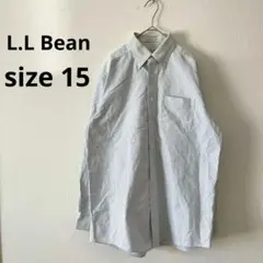 L.L.Bean▶牛津襯衫 尺寸15 白色 條紋 長袖 辦公室