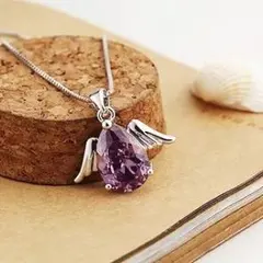 刻印有り/エンジェルドロップクオーツペンダントネックレス