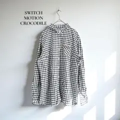 スイッチモーションクロコダイル シャツ 【L】 チェック柄 綿100% a255