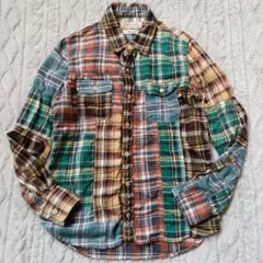 REMI RELIEF レミレリーフ 日本製 パッチワーク ネルシャツ L