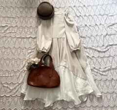 SALEリネンとコーデュロイのワンピース　アイボリー　fujikujira