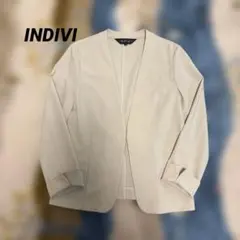 INDIVI ノーカラージャケット 40 アイボリー