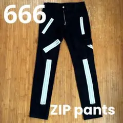 666 ジップデザイン パンツ ブラック　28インチのサムネイル