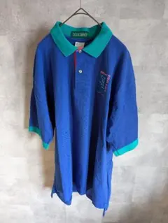 USA製　ポロシャツ　outer banks ブルー　古着　半袖　古着コットン