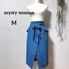 mysty woman ミスティウーマン デニムハイウエストラップタイトスカートのサムネイル