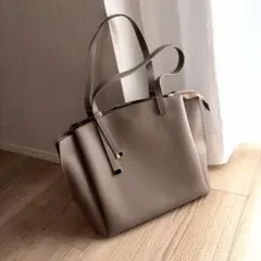 ベージュ 合成皮革 ビジネスバッグ