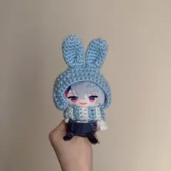 にじぱぺっと　うさ耳のかぶり物 マフラーセット　耳短め　ぬい服　ボンネット