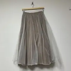 【スナイデル　SNIDEL】チュール　スカート　ベージュ　プリーツ　フレア