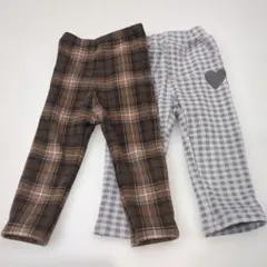 もこもこ　ズボン　チェック柄　ハート　2点まとめ売り　80センチ　女の子