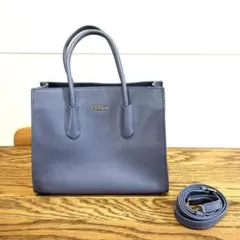 【値下げ！！】美品　FURLA ブルー ハンドバッグ ショルダーストラップ付き