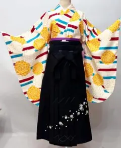 着物袴フルセット ジュニア用へ直し 135～150cm アイボリー 袴変更可能 