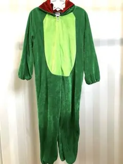 恐竜着ぐるみ110cmフード背びれしっぽ付フリースコスチューム緑色