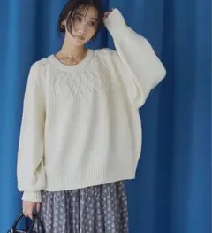 coen 求心柄 ニット キュウシンライククルーネックニット オフホワイト