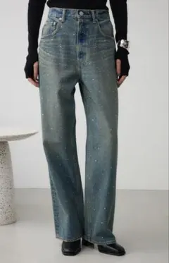 AZUL by Moussy AZUL DENIM ラインストーンワイドデニム