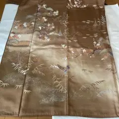 D837 訪問着 花模様 金駒刺繍 正絹 着物 単衣 未使用極美品 - メルカリ