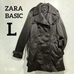 ZARA BASIC キルティングコート L ダークブラウン ロング丈のサムネイル