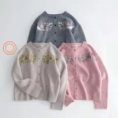 マカベアリス×SamansaMos2 刺繍ニットカーディガン ベージュ