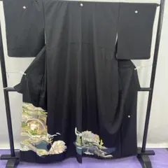 8163 橋 未使用品 黒留袖 着物 正絹 結婚式 フォーマル 木瓜 身幅広 