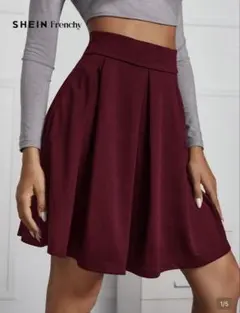 【SHEIN】ミニフレアスカート ボルドー