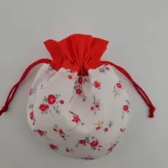 ハンドメイド まんまる巾着袋 巾着袋 『1091』花柄 小物入れ ミニ巾着袋