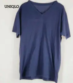 【美品】ユニクロ【M】 Vネック カラー Tシャツ カットソー トップス