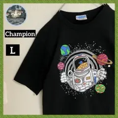 チャンピオン宇宙飛行士Tシャツtシャツ刺繍目玉ワンポイントスリーブロゴtee半袖