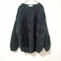 belle poule 黒 ケーブル編み ニットセーター オーバーサイズ