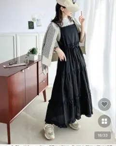 クラシカルエルフ3段ティアードシアーフリルキャミワンピース 黒ブラック