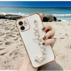iPhone13Pro ケース パールチェーン アイフォンケース パール 韓国