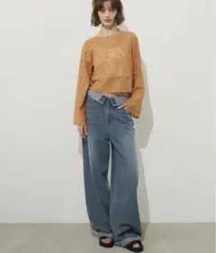 新品　定価6,930円　ユニテージ　スタッズデザインワイドデニムパンツ　ブルー