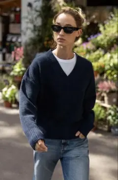 ZARA 2025 ソフトニットVネックセーター M