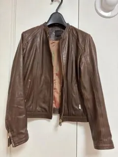 トゥモローランド レザージャケット　羊革　ラムレザー　ライダース　ブラウン