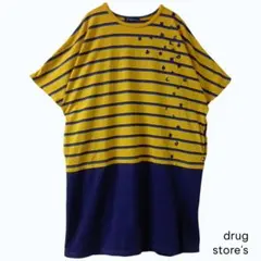 drug store's ボーダー 刺繍 チュニック ワンピース半袖 3
