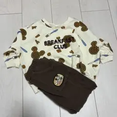 ミッキーワッフル柄トレーナー上下セット