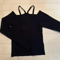 オフショルダー長袖ニット 黒