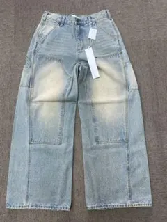 WYM LIDNM ダブルニーカーブシームバギーデニム　L リドム