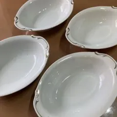 白い楕円形 カレー皿 4枚セット 昭和レトロ