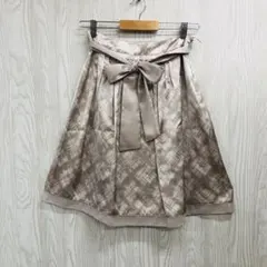 z-1088 NATURAL BEAUTYウエストリボンベージュ系フレアスカート