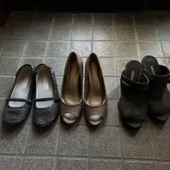 オープントゥハイヒール（ベージュ・ブラック）美品