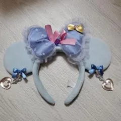 ディズニーカチューシャ　ミニーマウス　水色 ミニーカチューシャ レア