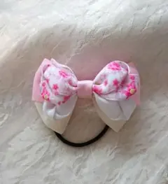 キッズヘアゴム　リボン　ヘアアクセサリー　大きめ　ピンク　和柄　花柄