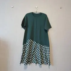 ［provador］ワンピース(L)/ナチュラル 半袖 ドット 差し色