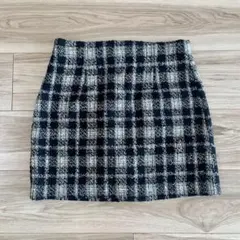 【即日発送】ZARA チェック柄ツイードミニスカート　格子柄 台形スカート
