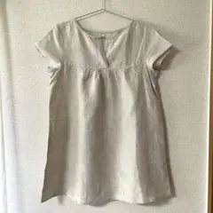 MUJI 無印良品 リネン チュニック 半袖 キナリLのサムネイル