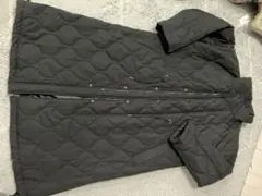 ブラック キルティング ロングコート Lサイズ